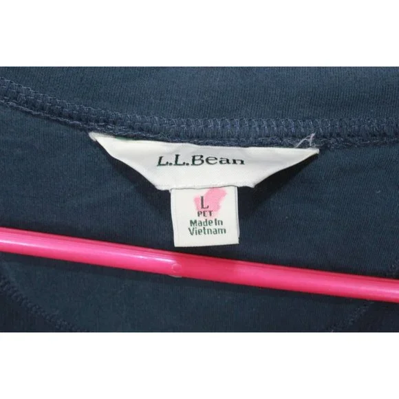 LL Bean Navy Blue Cotton Blend Robe Long Full Zip Size L Pet - Picture 7 of 12